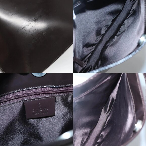 GUCCI Shoulder Bag Patent leather Brown Silver 001 3166 Auth ep8849 - Picture 14 of 14